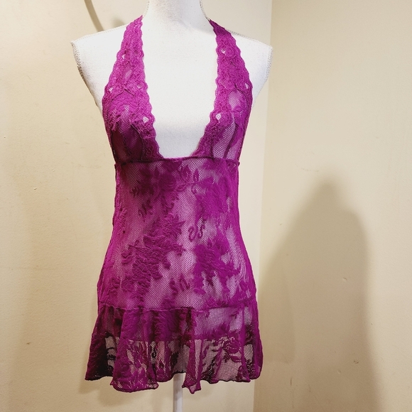 Victoria's Secret magenta lace slip lengerie size S - Picture 3 of 9